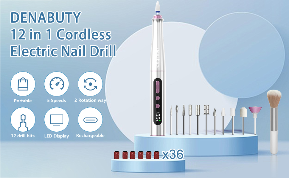 Електричний набір для манікюру та педикюру DN-2402, 13 в 1, 35000 об/хв, для гелевих, акрилових нігтів