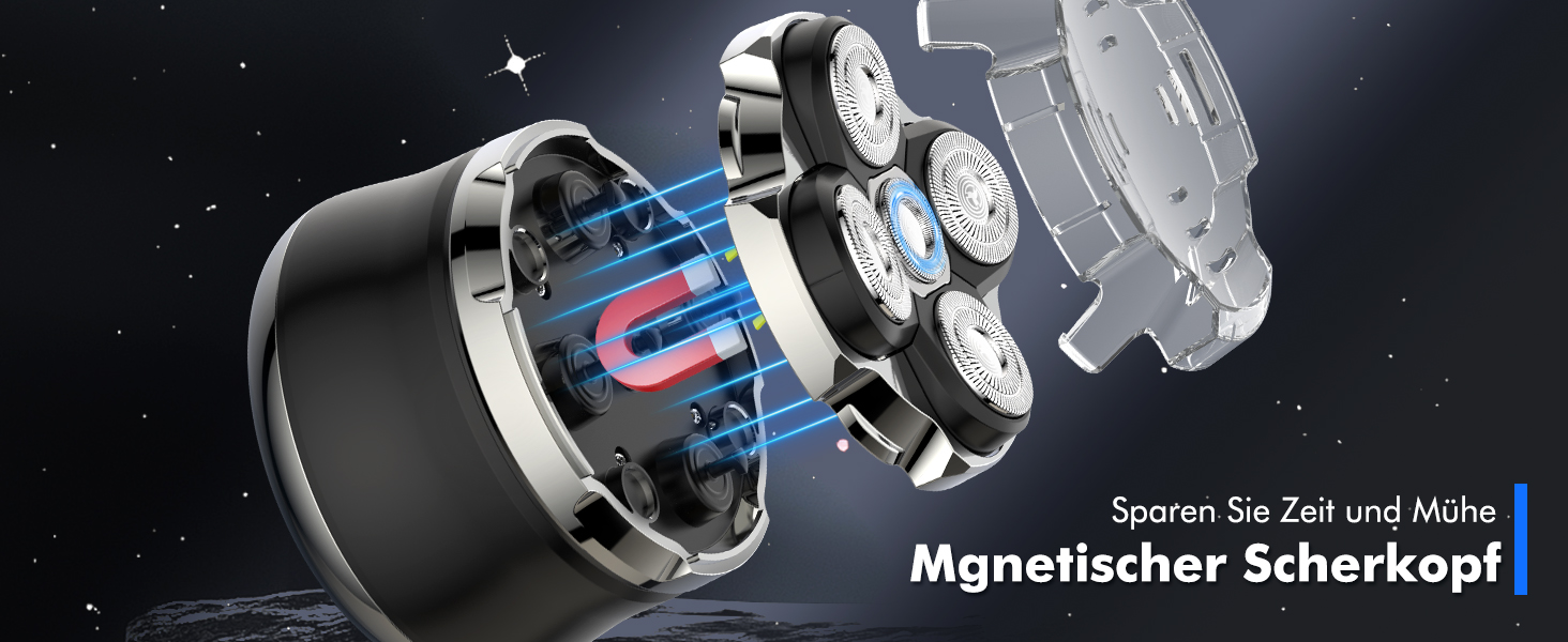 Електричний гоління голови Etrobot Glatzen Rasierer для чоловіків - вологостійкий, 5D, з LED-дисплеєм, MOJO 1 Wireless