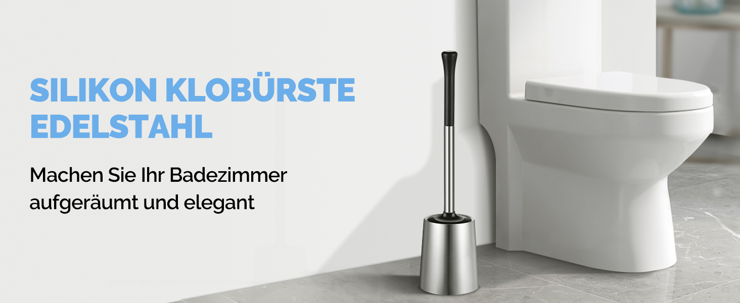 Набір для чищення унітазу Hamitor: щітка з силікону, тримач, очищувач для країв. 2 шт. (B-silver)