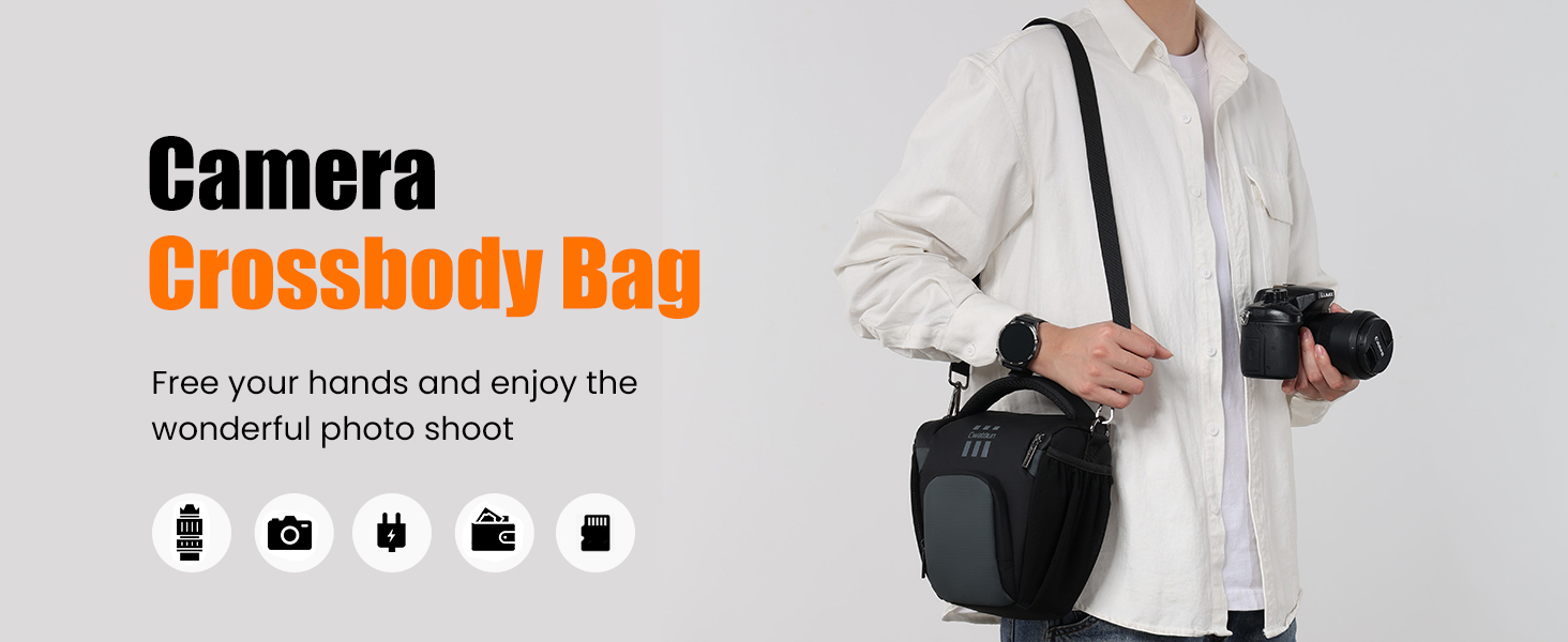 Чорна сумка для цифрової камери Cwatcun: DSLR, Canon, Nikon, Sony, з відділенням для об'єктивів