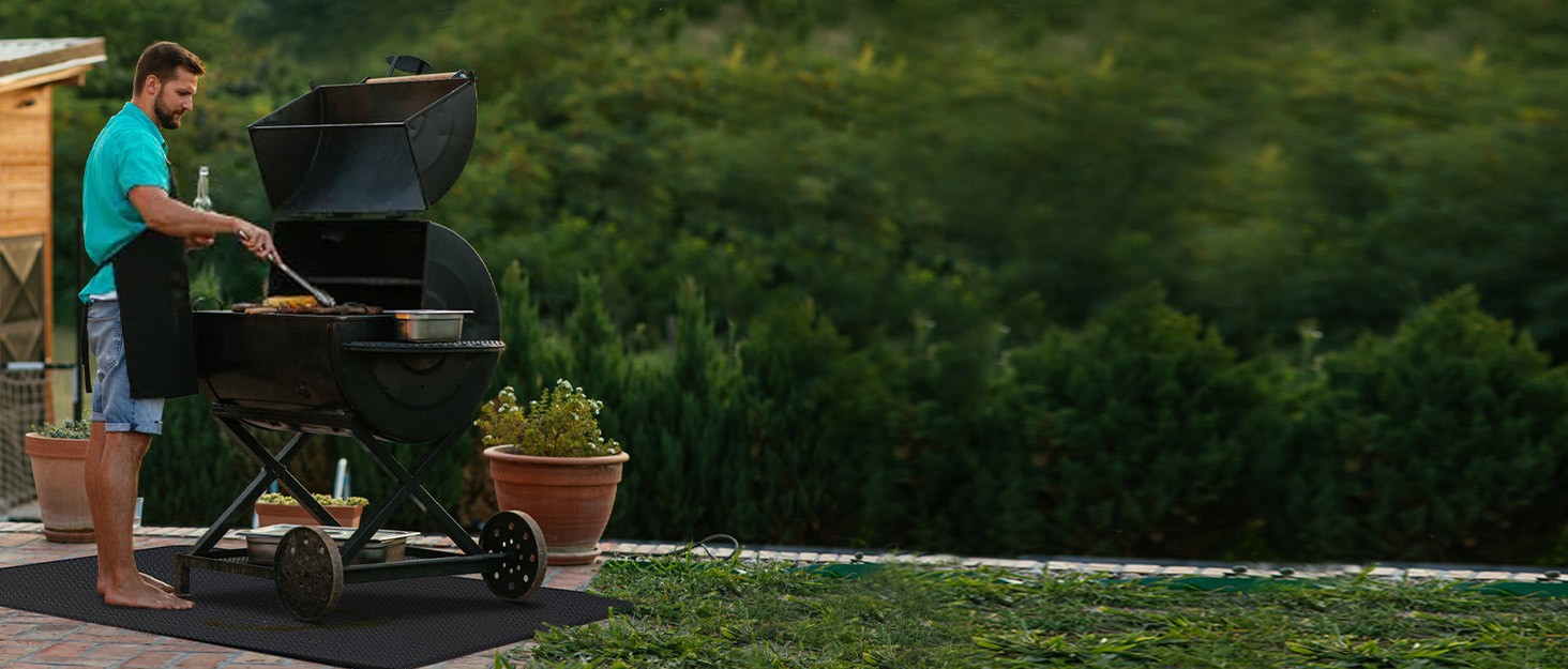 Вогнетривкий килимок підкладка 100х150 см зі скловолокна та силікону для гриля, каміна та барбекю, захисна підстилка для підлоги та газону