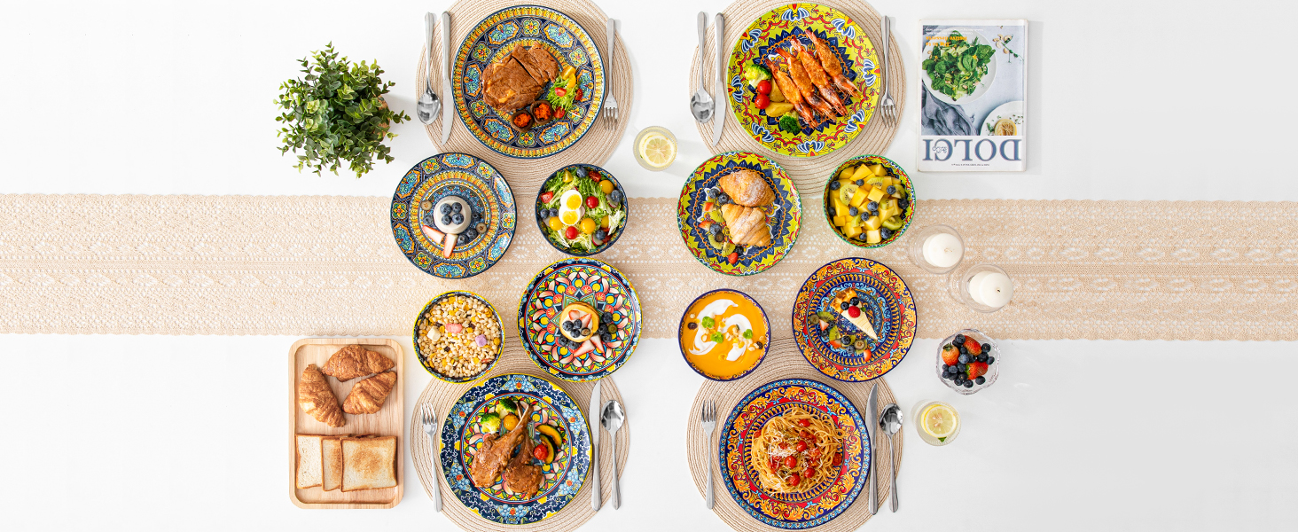 Набір посуду з порцеляни Vancasso на 6 осіб (18 предметів): тарілки, десертні тарілки, миски, серія KRVI