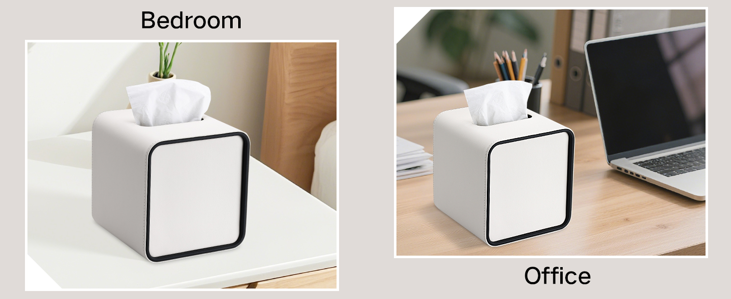 Скріпка для серветок GORESE, шкіряна, квадратна, біла (15x15x15.8 см)