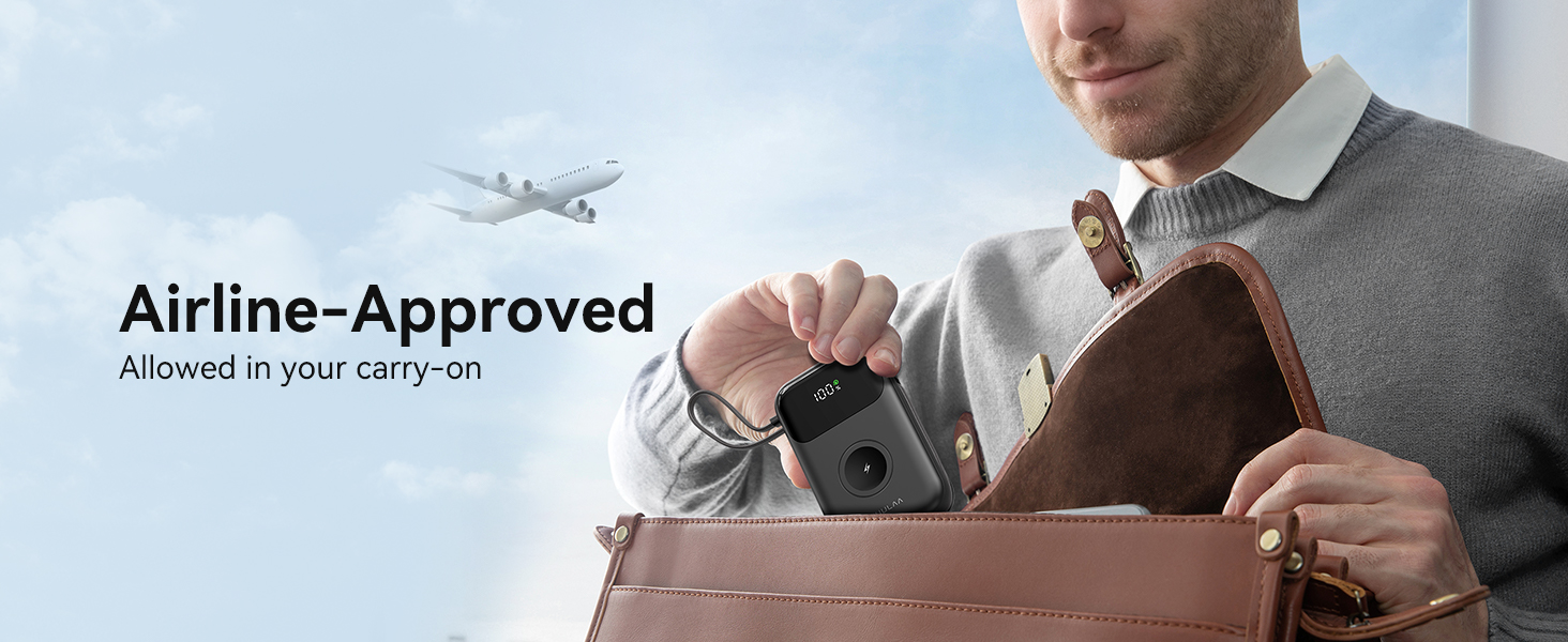 Power Bank Kuulaa для Apple Watch 10000mAh з LCD-дисплеєм та двома кабелями, 22.5W PD, сумісний з iPhone, iPad, Apple Watch 10/9/8/Ultra2/Ultra/SE