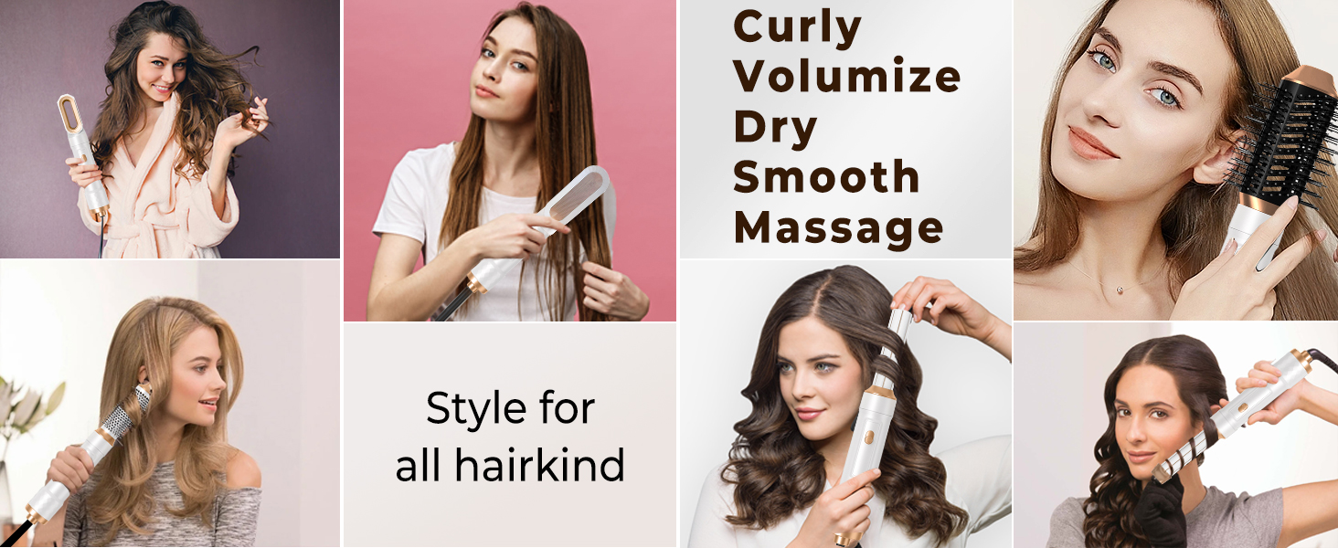 Airstyler 5 в 1: Фен-щітка з іонізацією, 20 м/с, 110 000 об/хв, для створення локонів та випрямлення волосся (фіолетовий)