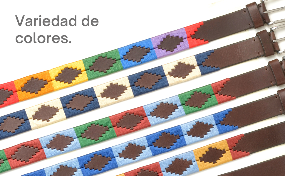 Аргентинський шкіряний ремінь з шнуром та шкіряним браслетом. Вишитий шкіряний ремінь для чоловіків та жінок. Аргентинські ремені Polo, блакитні, 110