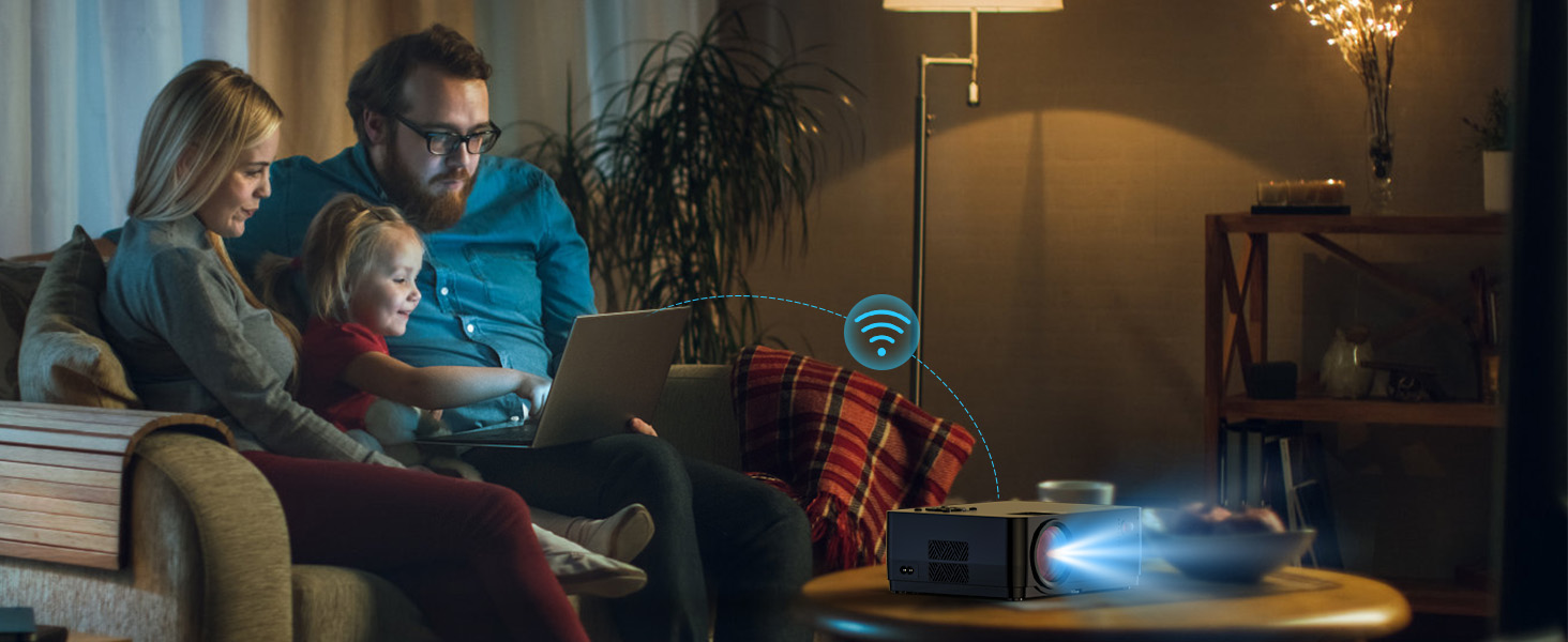 Портативний проєктор DVD Full HD Bluetooth з Wi-Fi, 4K, 20000LM, 1080P, 250 дюймів, для iOS/Android/TV-Stick/PS4/HDMI (Чорний)