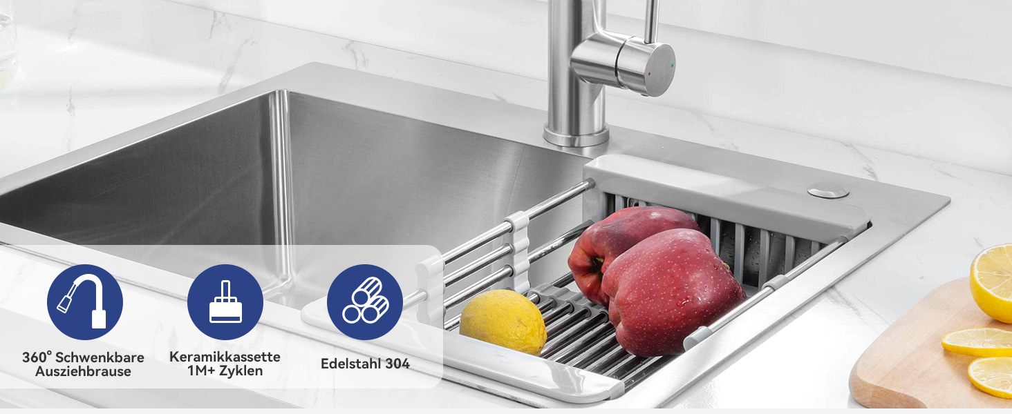 Чорний кухонний змішувач CECIPA SOFETIY SERIE з висувною лійкою, нержавіюча сталь, 360° обертання, 2 режими струменя