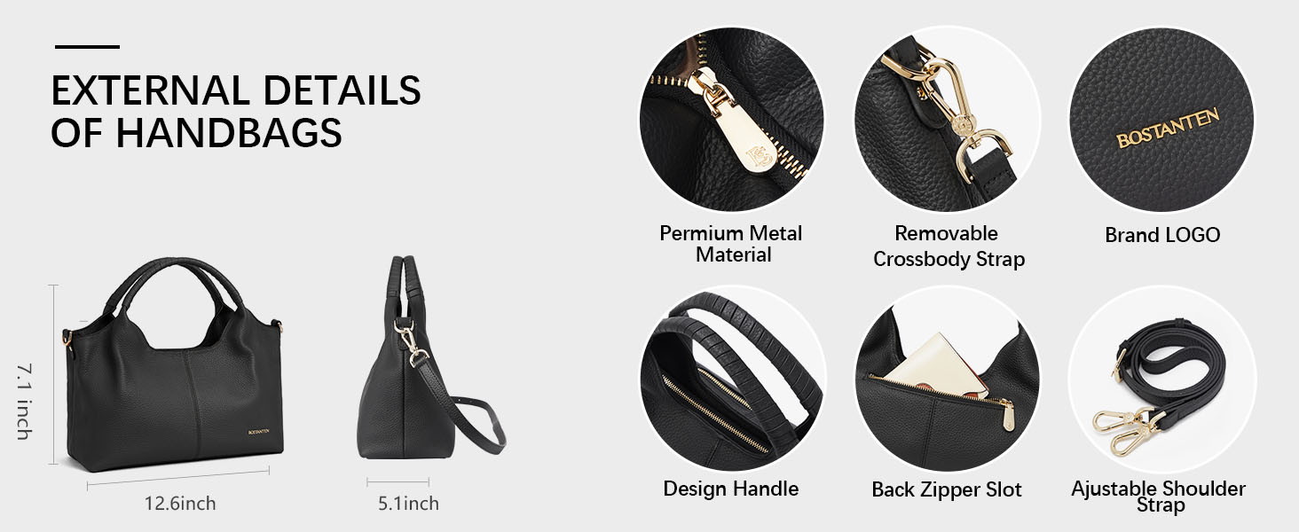 Сумка жіноча BOSTANTEN шкіряна шопер Hobo через плече з регульованим ременем, коричнева