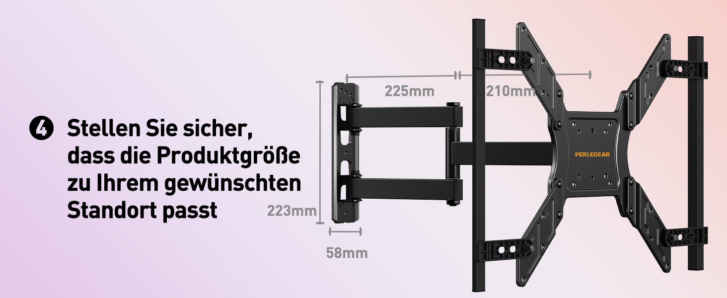 Кронштейн для ТБ Perlegear PGTVM79B поворотний та нахильний з LED-підсвіткою та синхронізацією з музикою, для телевізорів 25-65 дюймів (до 45 кг), VESA 400x400мм