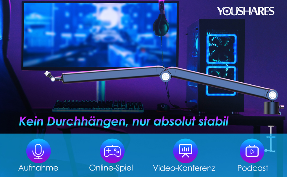 Кріплення для мікрофона HyperX QuadCast та інші - YOUSHARES W22 (з поп-фільтром)