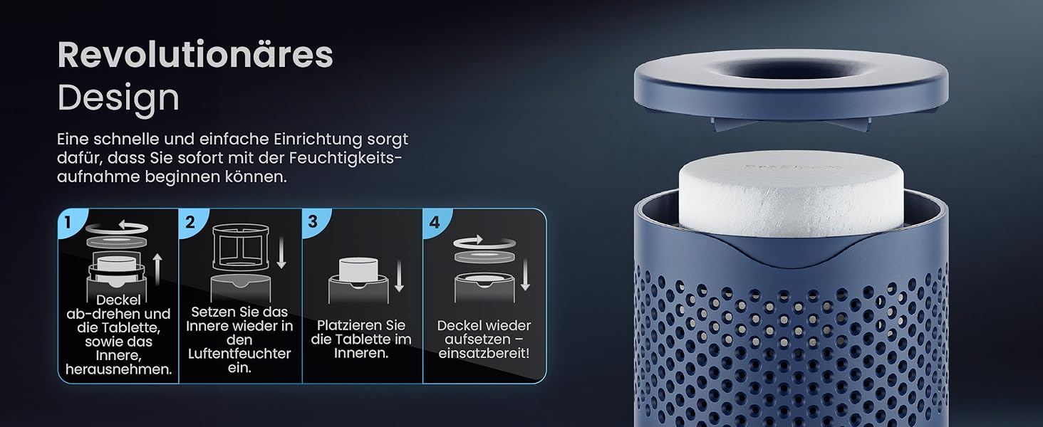 Pro Breeze Osmo: Безшумний осушувач повітря для дому – таблетки 700г (до 100 днів) – для кімнати, шафи, авто