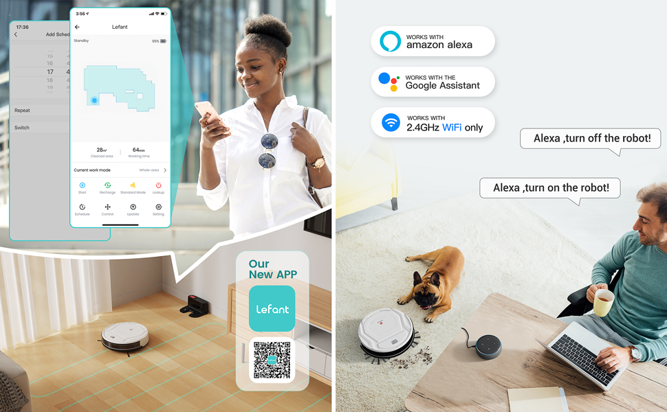 Робот-пилосос LEFANT Gen2 з функцією миття, 12000Pa, LiDAR-навігація, керування через додаток/Alexa/iWatch