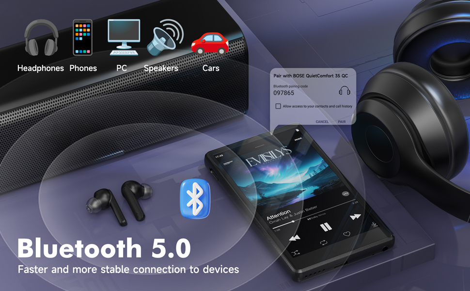 MP3 плеєр 163GB з Bluetooth, Spotify, WiFi, сенсорним екраном 4.5