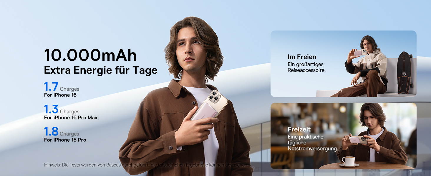 Power Bank Baseus Picogo AM41: 10000mAh, Qi2 Magsafe, 27W PD, бездротова зарядка, рожевий