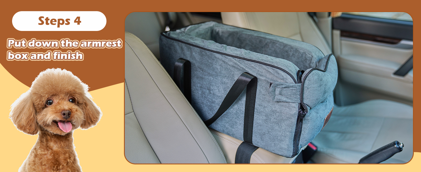 Автокрісло для собак та котів, до 6 кг, знімний та миючий чохол, для середньої консолі, замша