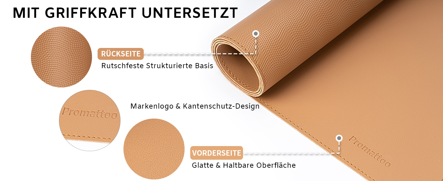 Підкладка для столу XXL з екошкіри бежевого кольору 80x40 см: антиковзка, водостійка, для офісу та дому