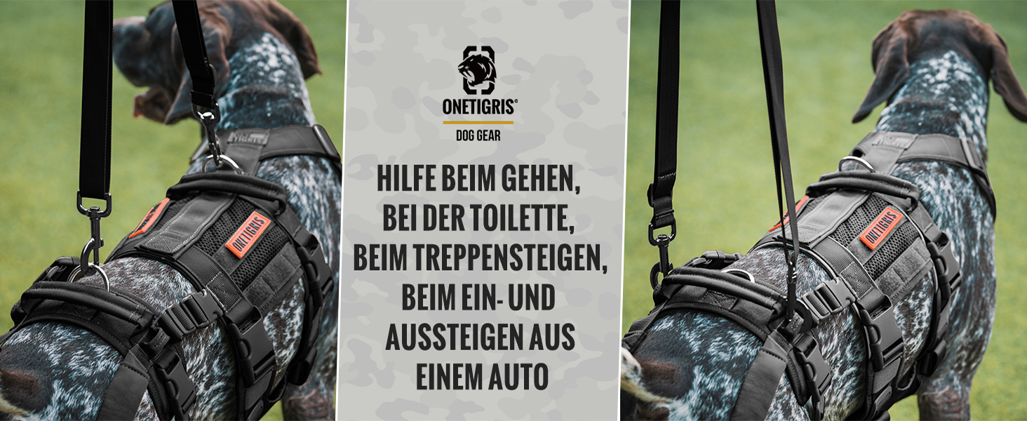 Шлейка для собак OneTigris SKYEWALKER, чорна, XL (39-64 кг) з регулюванням, для підтримки та реабілітації