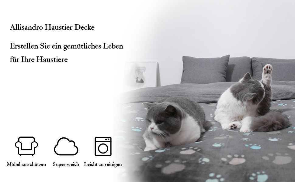 Плед для домашніх тварин Allisandro® Super Softe: теплий та м'який, 200x150 см, сірий. Плед для собак та котів, фліс