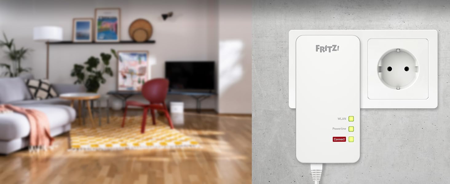 Адаптер FRITZ!Powerline 1260 (1200 Мбіт/с, точка доступу Wi-Fi, для медіа-стримінгу та NAS), білий