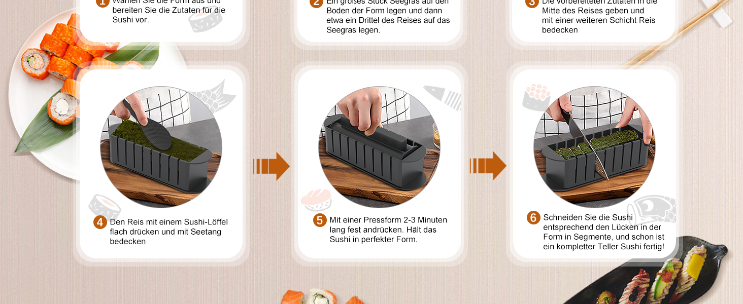 Набір для приготування суші Ninger Sushi Maker Set Deluxe Edition: 20 предметів для початківців з роликом, формами для ролів, ножем та палочками – повний комплект (чорний)