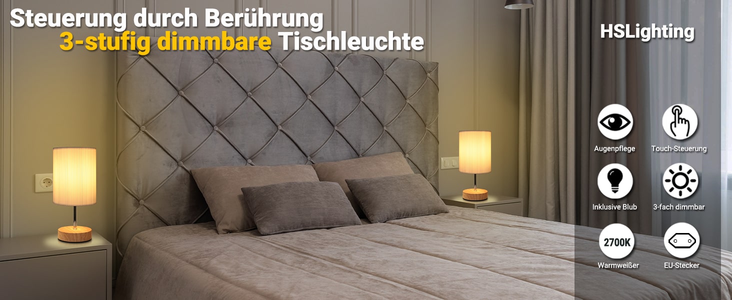 Торшер на тумбочку з сенсорним керуванням, диммування, 3 режими яскравості, мінімалістичний, для читання, циліндричний, 1 шт.