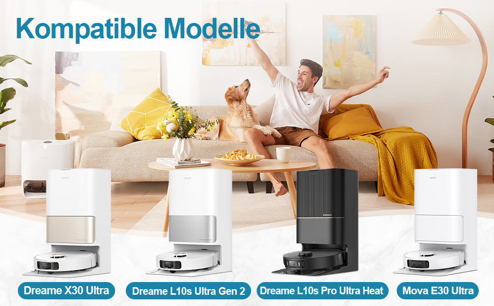 Запчастини для Dreame X30 Ultra / L10s Ultra Gen2 / L10s Pro Ultra Heat / L40 Ultra AE / Mova E30 Ultra: комплект аксесуарів (2 основні щітки, 4 фільтри, 4 ганчірки для миття, 4 бічні щітки, 4 пилозбірники)