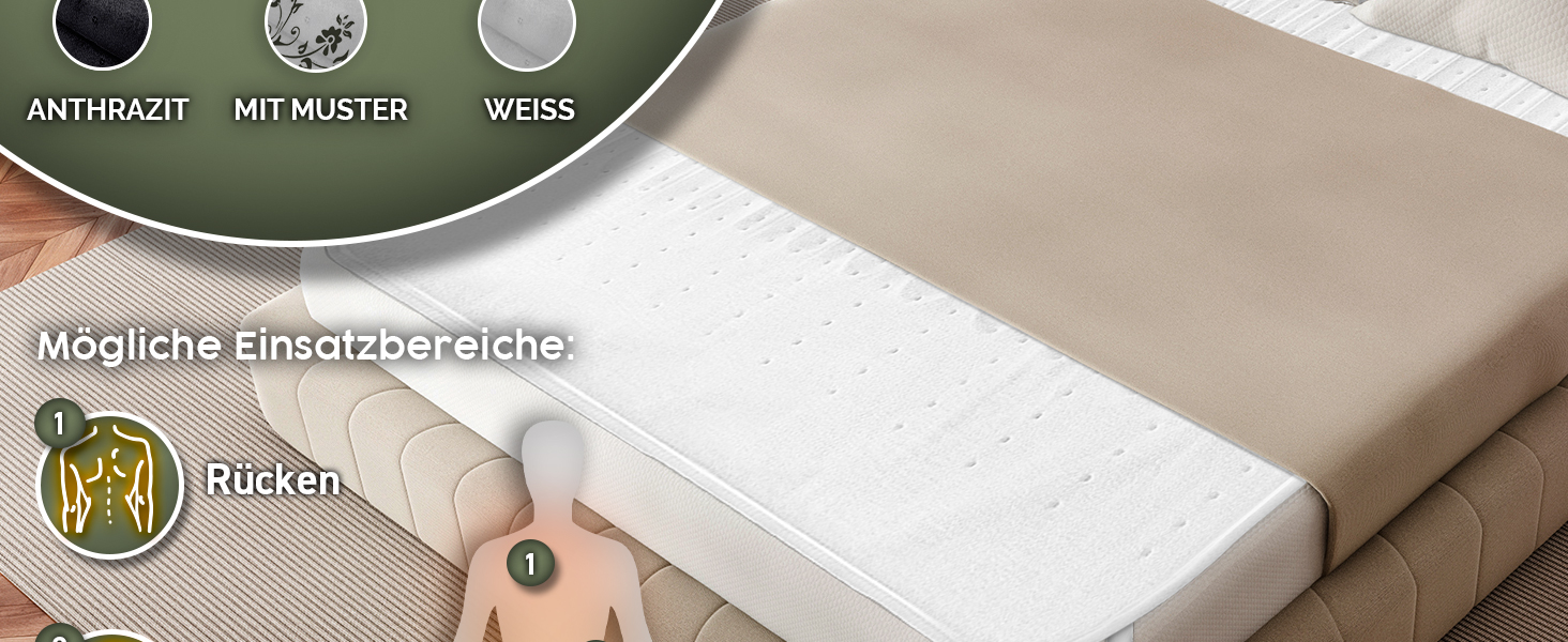 Електрична ковдра Sinnlein Doppel-Wärmeunterbett 160x140 см з автовимкненням та 2 зонами нагріву | 3 температурні режими | Підкладка під ковдру з м'якого флісу, антрацит | Без візерунку 160 x 140 см