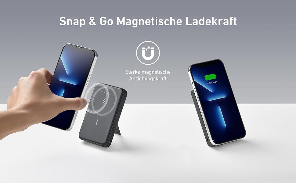 Anker Power Bank 10000mAh Магнітний, Бездротовий, для iPhone 13/12, Чорний