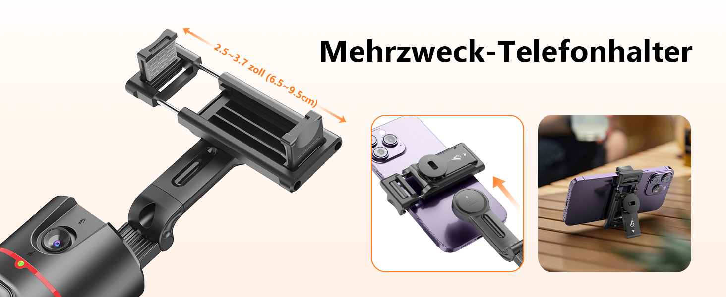 Автоматичне штатив для розпізнавання облич, без додатків, розумна підставка для телефону з пультом дистанційного керування, обертається на 360°, тримач для камери/смартфона, штатив для Vlogs/TikTok (Чорний з магнітом)