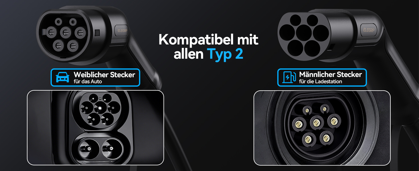 Кабель зарядки для електромобіля Typ 2 (22kW, 32A, 5м) 3-фазний, з сумкою, сумісний з Tesla, VW ID.3/4, e-Golf та іншими EV