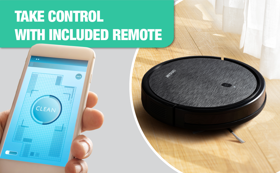 Робот-пилосос з функцією миття - 2в1. Робот-пилосос з додатком, акумулятором 120 хв, для килима, шерсті тварин та твердих підлог. З зарядну станцією та пультом дистанційного керування (Чорний)