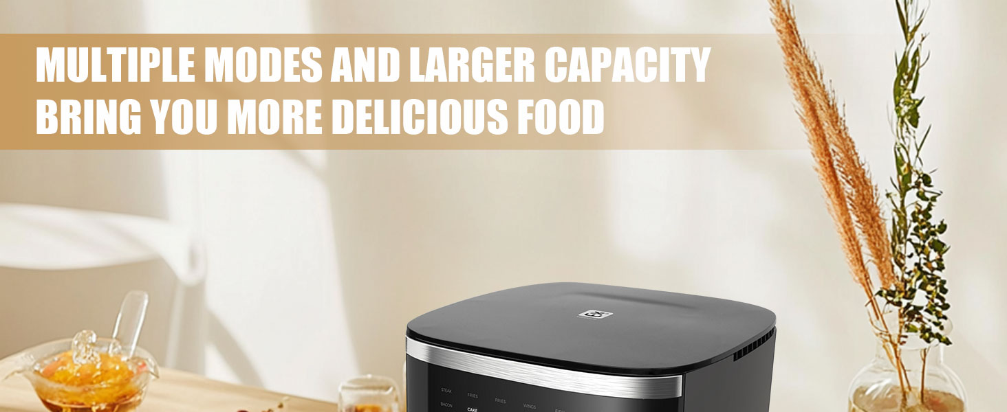 Фритюрниця без олії 7L XXL з сенсорним екраном, 12 програм, 1800W, чорний/сталь