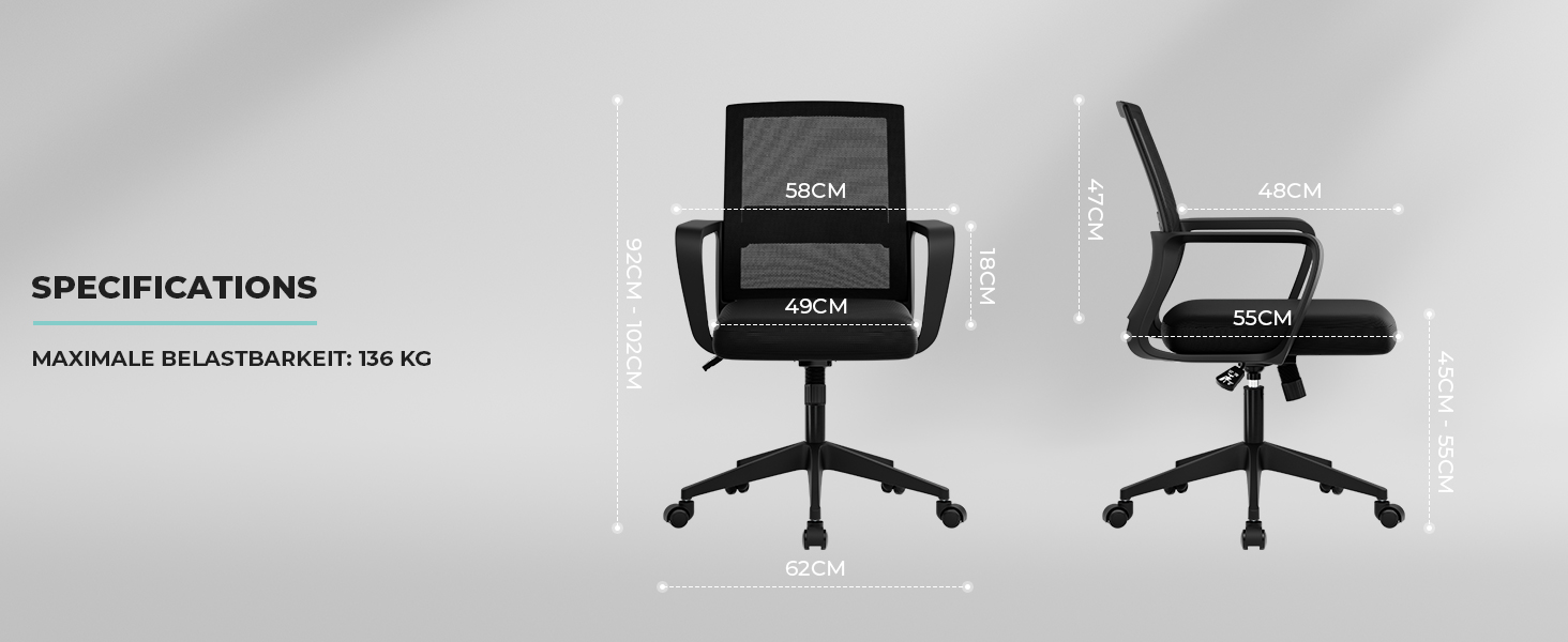 Офісне крісло Sukida, ергономічне, з підлокітниками, чорне