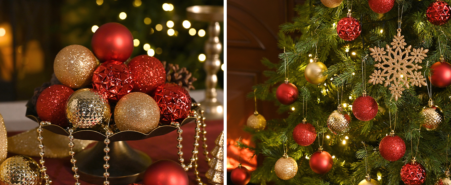 50 шт. новорічні кулі Valery Madelyn, 5 см, біло-золоті, з кріпленням, для прикраси ялинки, міцні, з сніжинками