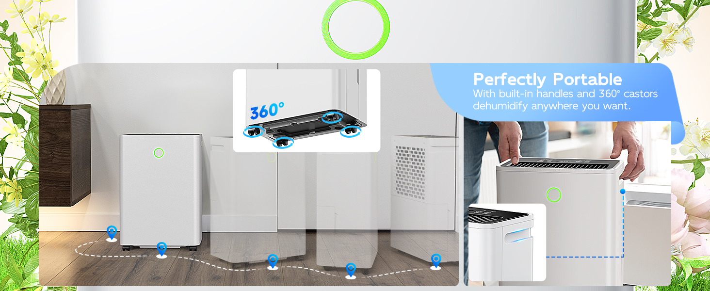 Електричний осушувач повітря 12л/24г з автоматичним та безперервним зливом (шланг у комплекті), для спалень та підвалів, LED-дисплей, тихий з таймером