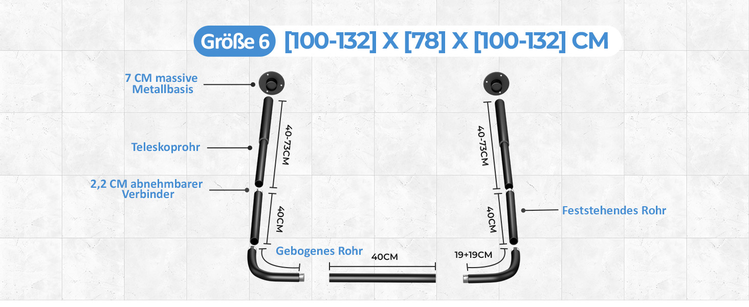 Регульована душова штанга U-подібної/L-подібної форми, 60-92 x 78-196 x 60-92 см, з 12 кільцями для шторки та підпоркою для стелі, чорна. Підходить для ванни/ванної кімнати. Потрібне свердловий монтаж.
