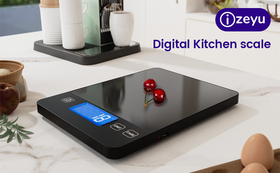 Електронна кухонна вага, 15 кг, висока точність 1 г/0.1 унції, професійна, з батарейками, чорний колір