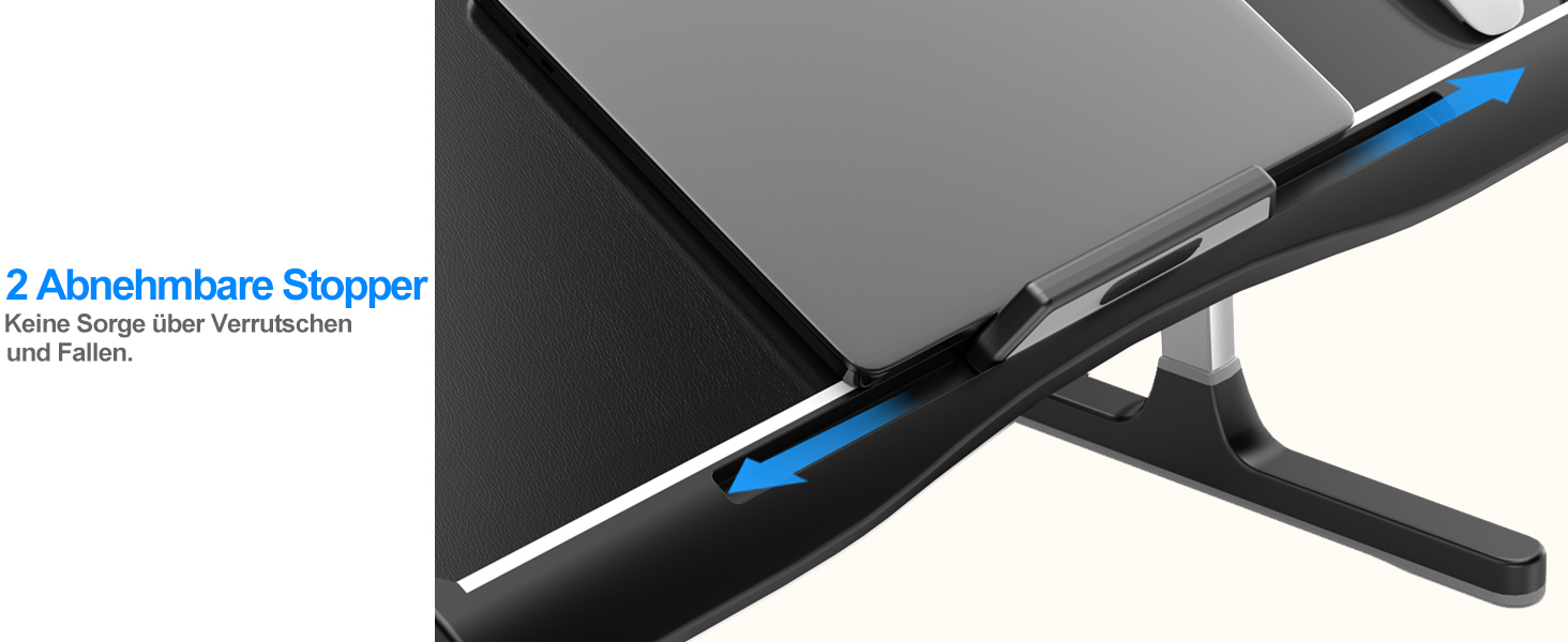 Стіл для ноутбука Potuopy з регульованою висотою та кутом нахилу, складний, великий розмір (60*40 см), чорний, з еко-деревом для роботи, читання та їжі на ліжку/дивані