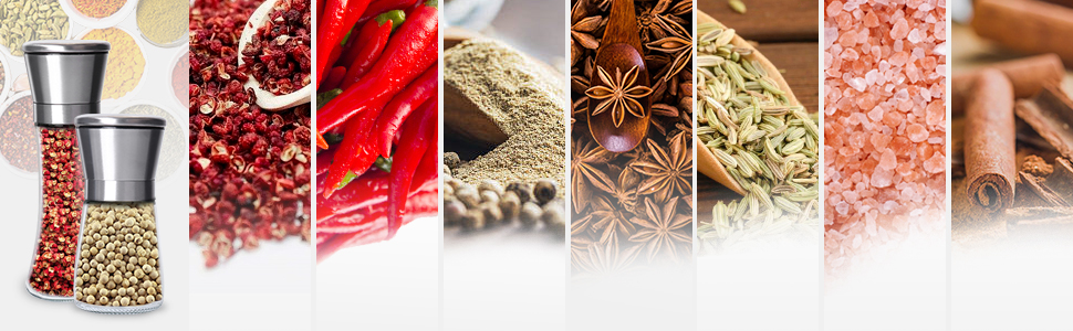 Набір меланець для солі та перцю (2 шт.) з регульованим керамічним млинком, 180 мл. Меланець для перцю, солі та чилі, ручний, для різних спецій.