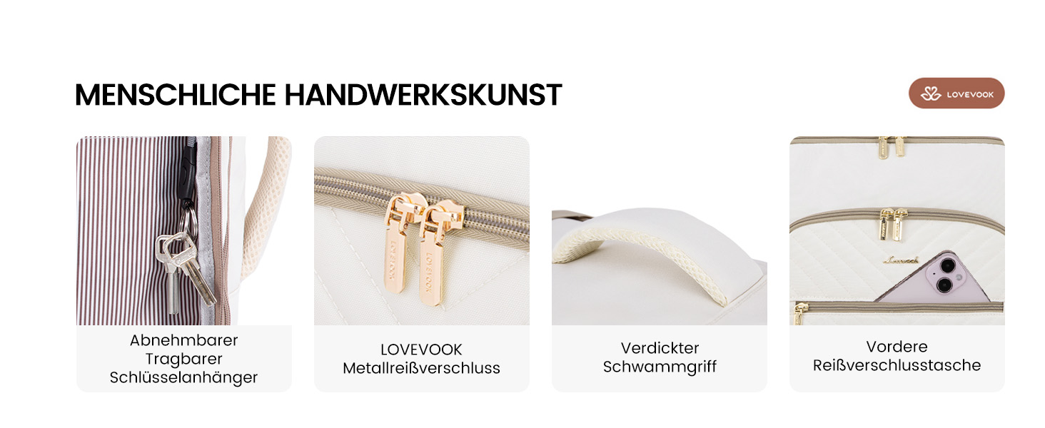 LOVEVOOK Рюкзак для ручної поклажі, 40L, жіночий, для подорожей, великий, водонепроникний, з відділенням для ноутбука 17 дюймів, валіза-рюкзак, для подорожей, роботи, бізнесу, білий, кофейний колір