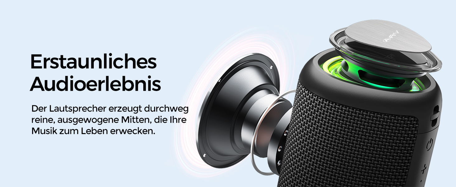 Портативна Bluetooth колонка AY з підсвічуванням, потужний звук, IPX5 водостійкість, AUX/TF картка, стерео-паринг, 24 години роботи від акумулятора, ідеально для дому та відпочинку на природі, світло-зелений (чорно-синій, великий)