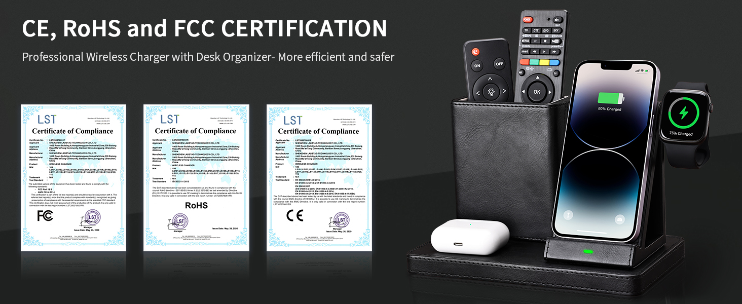 KINGFOM 3-в-1 Індукційна Зарядна Станція: для iPhone, iWatch, AirPods - Чорний