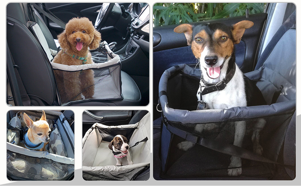 Автомобільний лежак для собак, сірий, 40x32x24 см, Oxford, дихаючий, знімний, складний