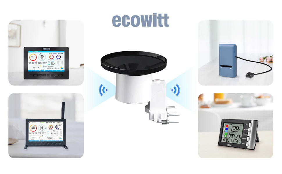 ECOWITT цифровий бездротовий дощомір 3-в-1 з метеостанцією, термометром і гігрометром для саду WH5360