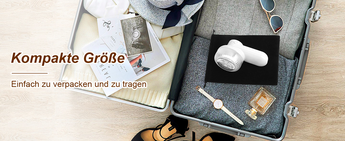 Електричний видалення ворсу ELZO - портативний, бездротовий, з LED-дисплеєм, 3 швидкості, 2 змінні насадки, для одягу, ковдр, білий