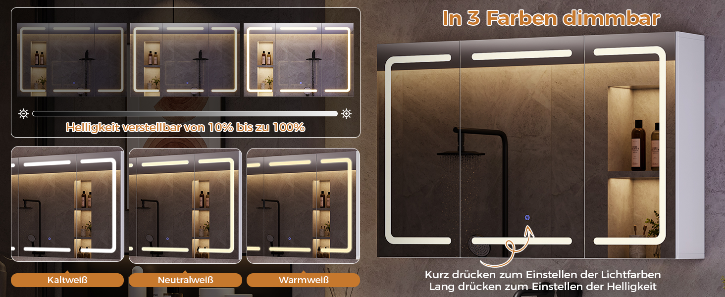 Дзеркало-шафка для ванної кімнати з LED-підсвічуванням, розеткою та 3 колірними температурами. Ванна шафка 60x90x16 см (ВxШxГ), з регулюванням яскравості + сенсорне керування. Біла дзеркальна шафка з 3 регульованими полицями та дзеркалом 60x90x16 см