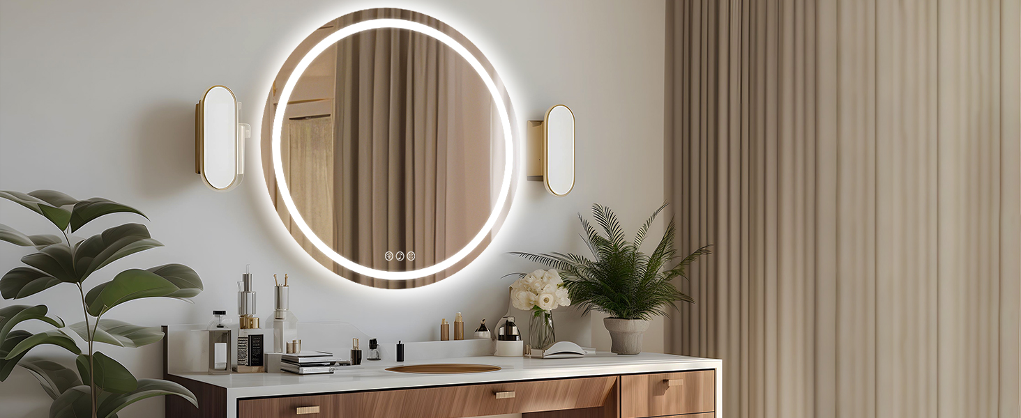 Дзеркало для ванної кімнати 50x70 см з LED-підсвічуванням, антизапарювання, диммування, 3 кольори світла