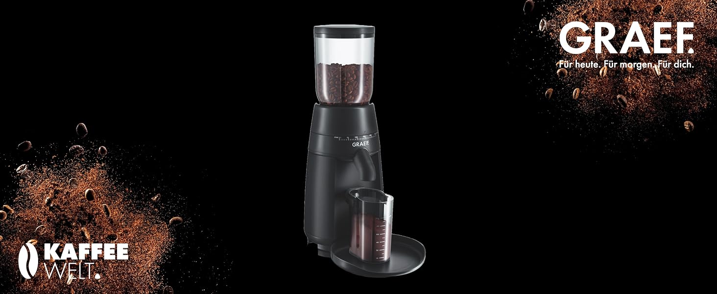 Електрична кавомолка GRAEF CM702: 24 ступені помолу, контейнер 250г, для еспресо та фільтр-кави, нержавіюча сталь