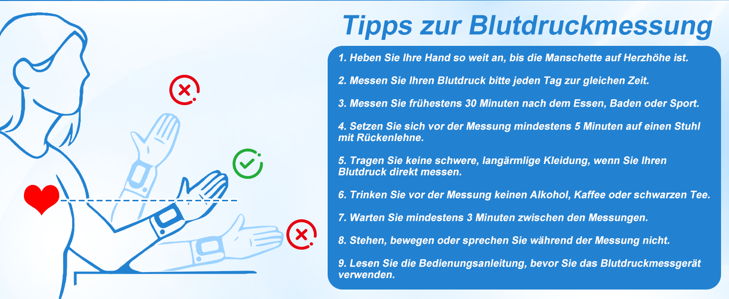Тонометр на зап'ясті ADDLIVE Digital - точний вимір артеріального тиску з LCD-дисплеєм та пам'яттю на 99 показників, автоматичне озвучування (німецька мова)